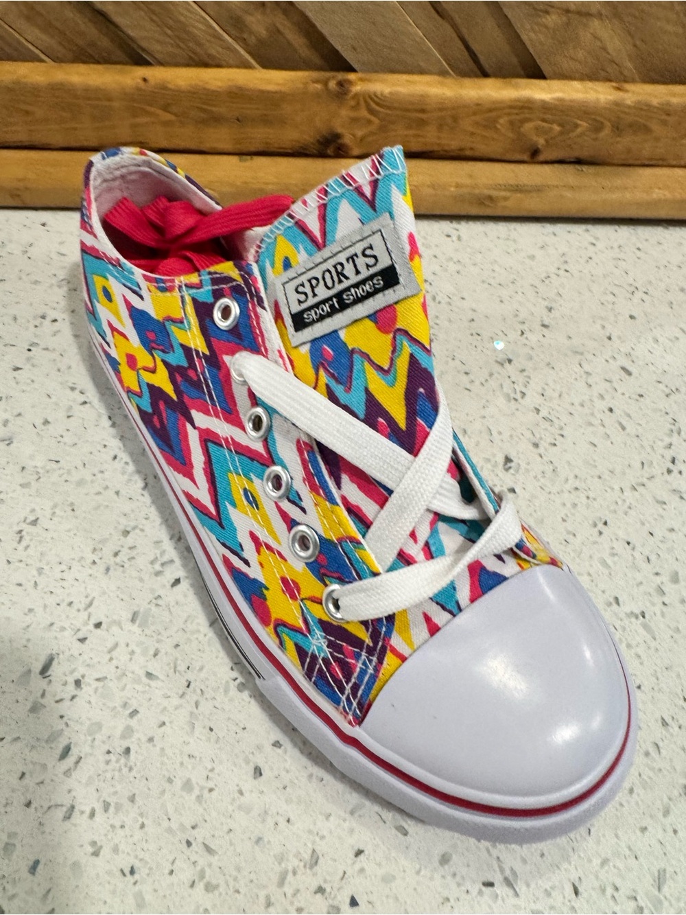 Multicolor Zigzag Canvas Sneaker - White Toe